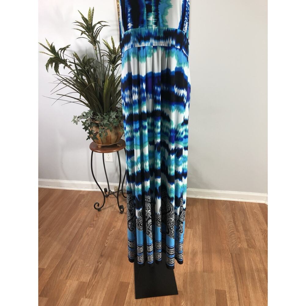 Iman Women LG Maxi Dress Halter Artsy Boho Geometric Pullover Elastic Back - Picture 3 of 12